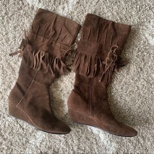 Nine West Suede Leather Fringe Boots 7